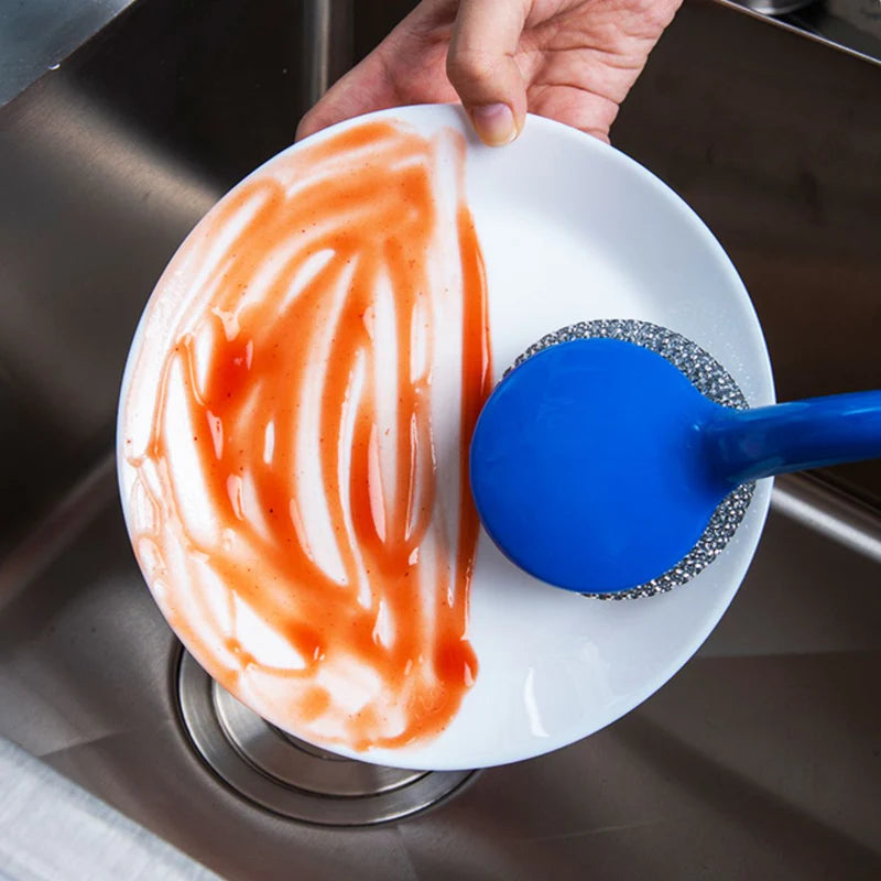 Brillo Fregar Con Mango Largo (22.5Cm). Estropajo De Acero Con Asa. Fibra Metálica. GSH013