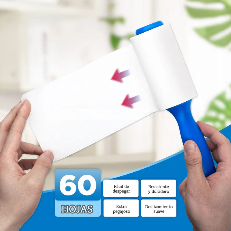 Rodillo Quitapelusas Adhesivo Reutilizable Para Ropa Y Superficies. 60 Hojas. Ancho 10Cm. Removedor De Pelusas. GSL008