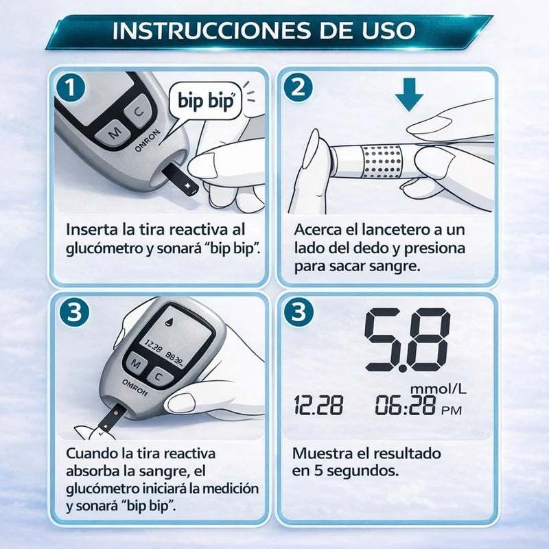 Glucómetro Digital Con 25 Tiras Reactivas, Lancetas Y Toallitas De Alcohol. Medidor De Glucosa Rápido Y Preciso En 6 Segundos LT334