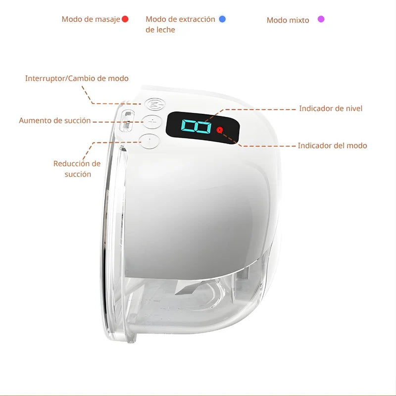 Extractor De Leche Eléctrico. Sacaleche Portátil 3 Modos. Bomba De Leche Manos Libres 40–300 Mmhg, Batería 1200 Mah USB Tipo C. LT573
