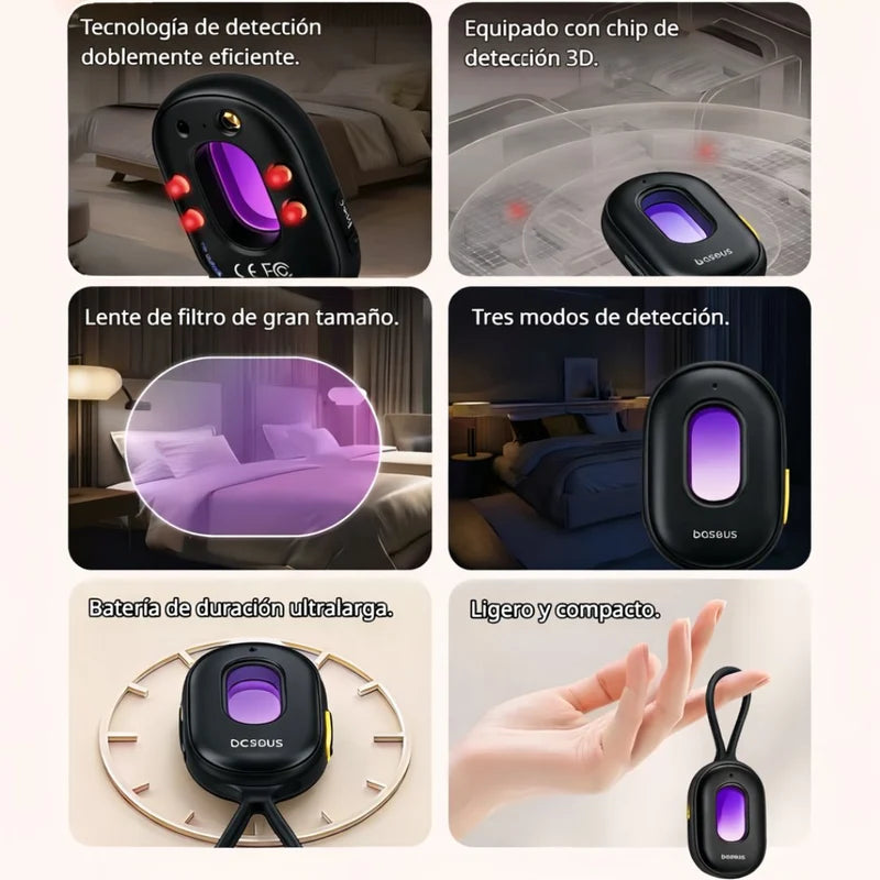 Detector De Cámaras Ocultas Infrarrojo Con Alcance De Hasta 5 Metros. Sensor Con Alarma Antirrobo Y Linterna LED. Dispositivo De Protección Anti-Espía. LT577