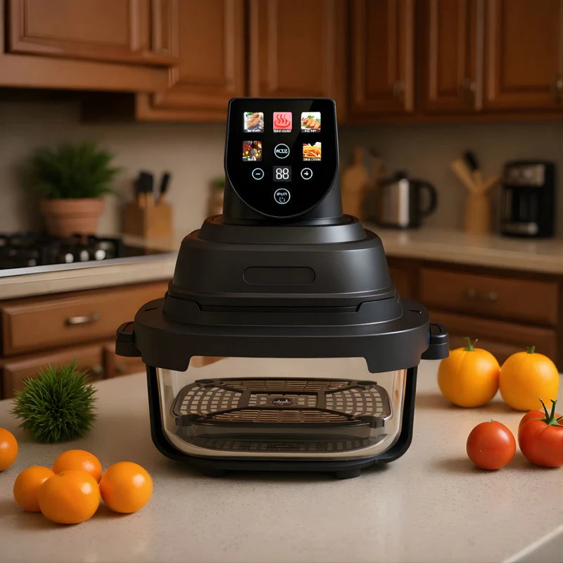Freidora De Aire Digital 5L Con Recipientes. Air Fryer De Vidrio 110V. 2 Recipientes Y 2 Tapas LT581
