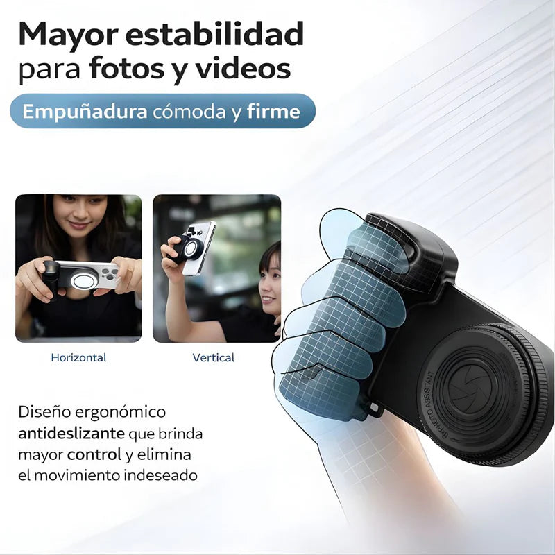 Luz LED Para Celular Con Control Bluetooth 750Mah. Aro De Luz Portátil Recargable USB-C Con Brillo Ajustable Y Conexión Magnética. Color Negro (11.7X4x8.3Cm). LT656