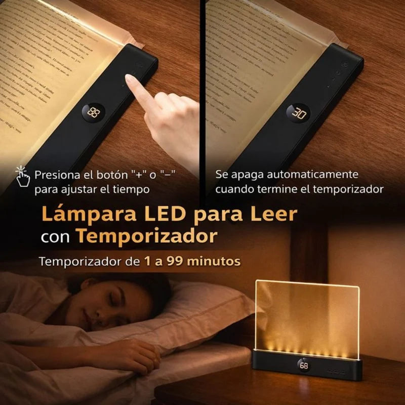 Lámpara LED Para Leer Recargable. Luz Nocturna Ideal Para Lectura Con Temporizador Y 3 Tonos De Luz. Batería 1200Mah. LT687