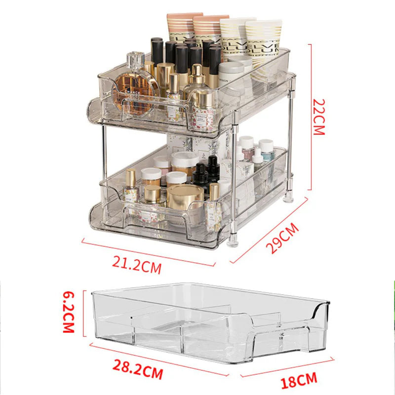 Organizador Multiuso De 2 Niveles. Repisa Multifuncional De Color Blanco (21.2X29x22cm). LT711