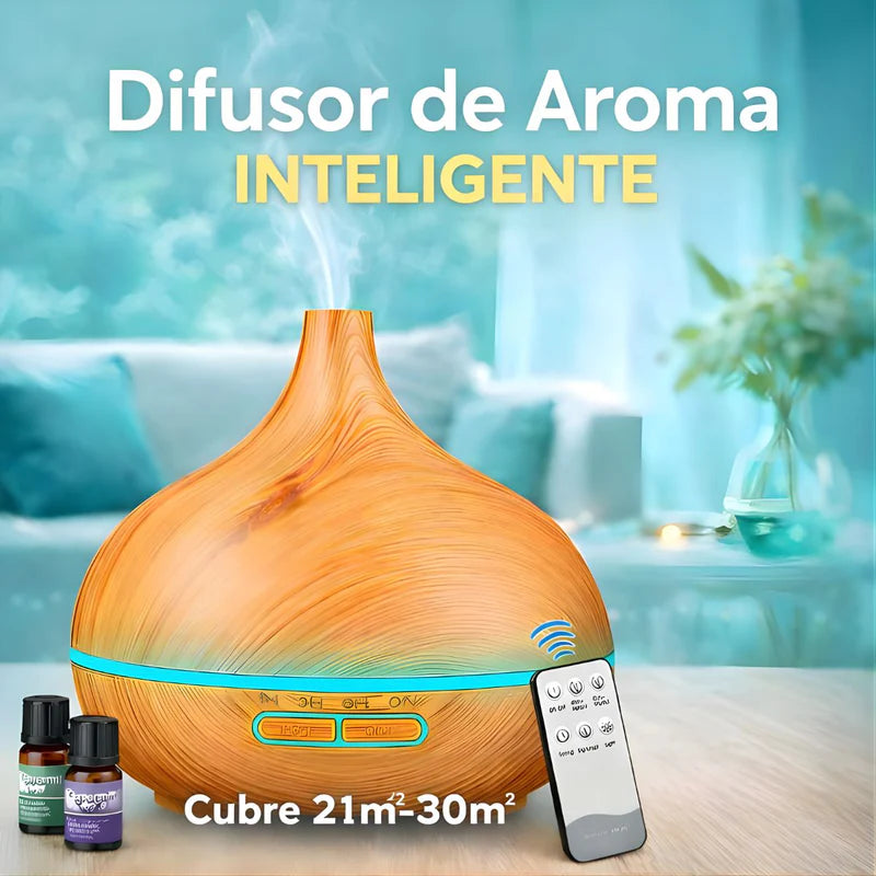 Difusor De Aceites Esenciales 400ML Con Luz LED. Dispensador Aromático Con Alcance 30㎡ (15.5X16.6 Cm) Aromaterapia Con Control Remoto. LT719