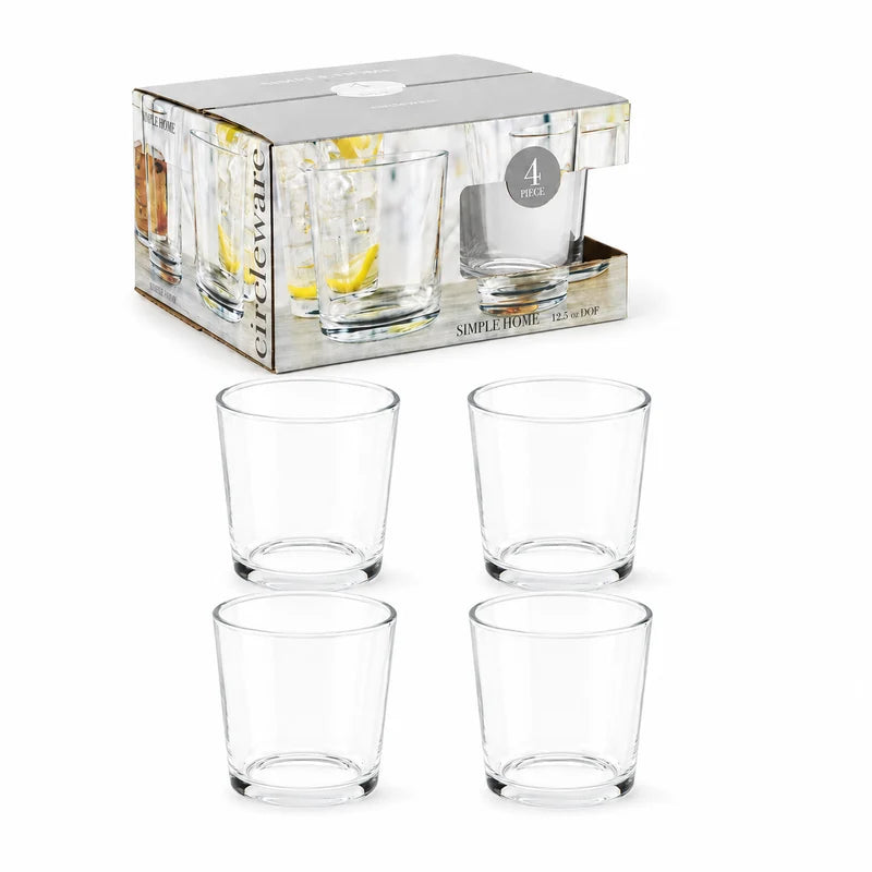 Vasos Transparentes De Vidrio 12.5Oz (370Ml) Para Agua Bebidas Whisky Y Cocteles (Set De 4) TSUV-40211