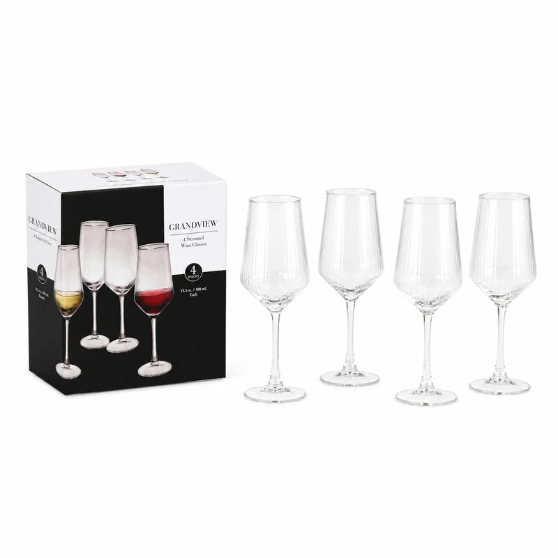 Copas De Cristal 13.5Oz (400Ml) Para Vino. Diseño Elegante Y Ligero (Set De 4) TSUV-66986