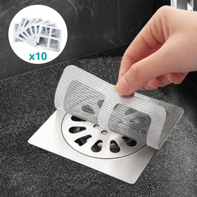 Malla Protectora Para Desagüe (Pack De 10 Unds). Filtro Desechable Para Drenajes Atrapa Cabello Y Suciedad. Rejilla Adhesiva Anti-Insectos. TU248
