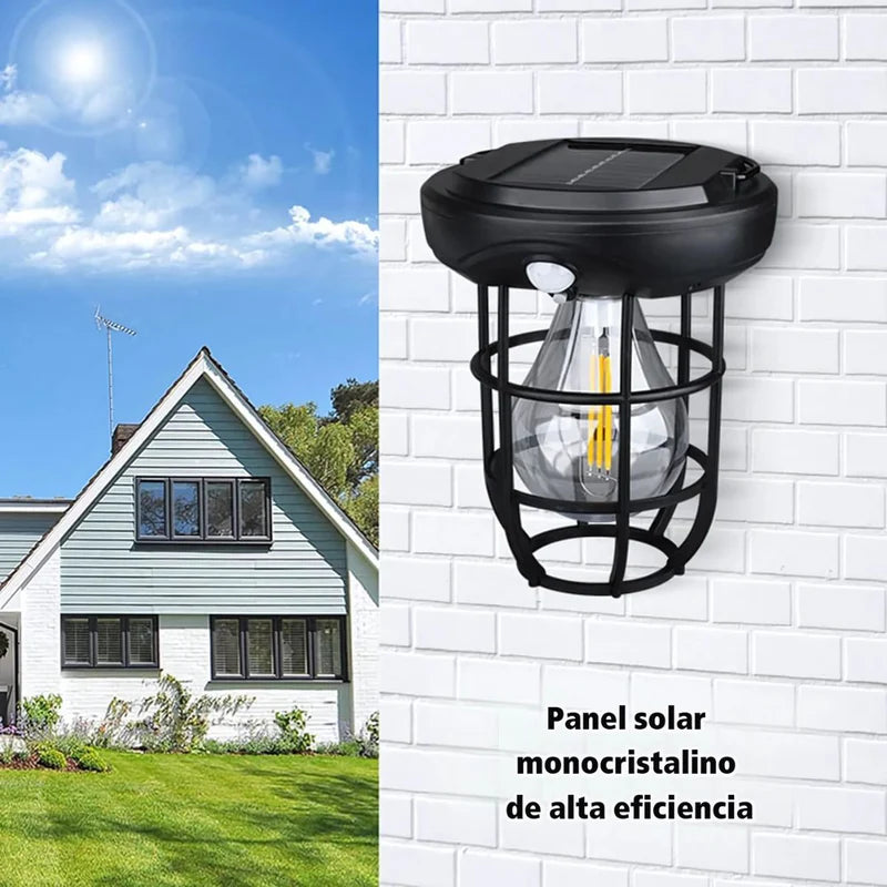 Lámpara Solar LED Portátil Con Sensor De Movimiento. Foco Luz Para Exterior Con Asa De Colgar Y Panel Solar. TU253