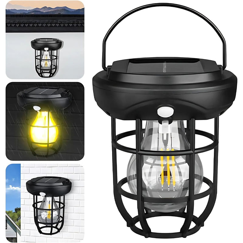 Lámpara Solar LED Portátil Con Sensor De Movimiento. Foco Luz Para Exterior Con Asa De Colgar Y Panel Solar. TU253