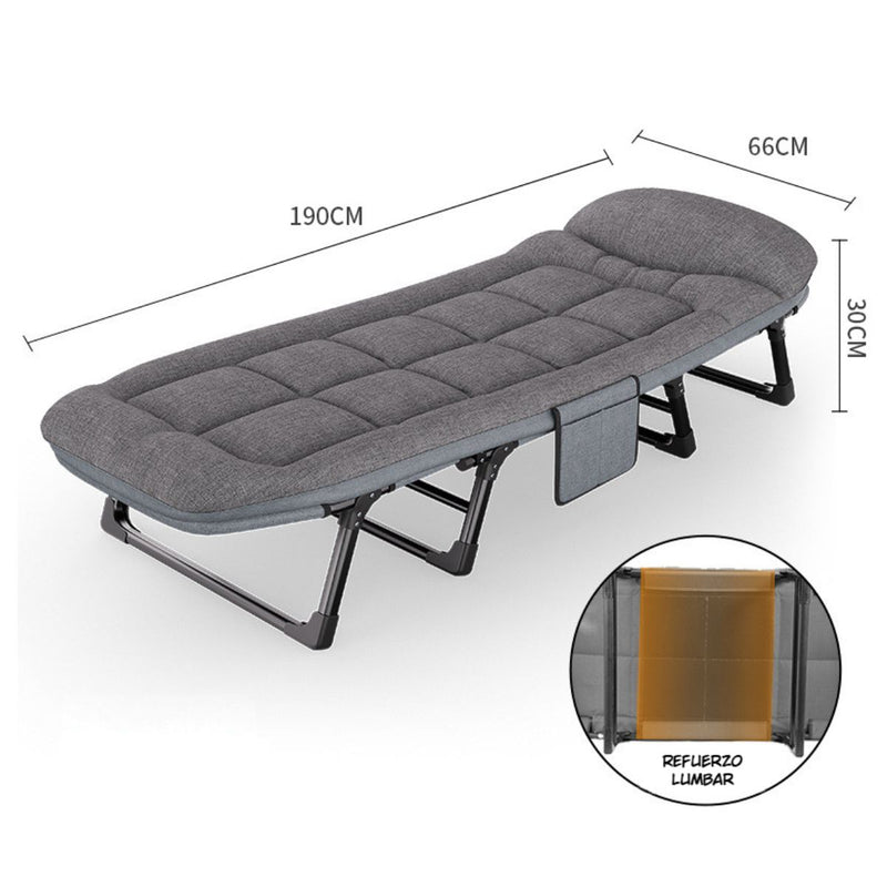 Cama Auxiliar Plegable Catre Portátil. Silla Reclinable Convertible En Cama. Catre Con Respaldo Ajustable. 66*190Cm TU255 Selecto