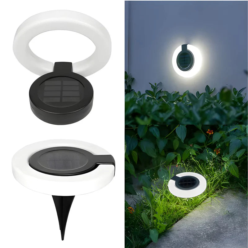 Lampara Solar LED Circular Para Jardín O Exteriores. Luz Blanca. Foco Con Panel Solar Para Piso O Caminos. TU340