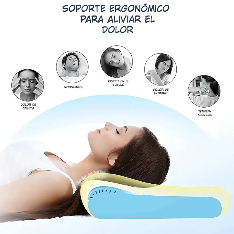 Almohada Ortopédica Ergonómica. Soporte Cervical De Espuma Con Funda Transpirable Para Dormir Mejor. 55*35*11/9Cm TU378