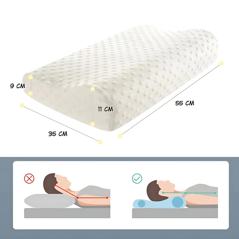 Almohada Ortopédica Ergonómica. Soporte Cervical De Espuma Con Funda Transpirable Para Dormir Mejor. 55*35*11/9Cm TU378
