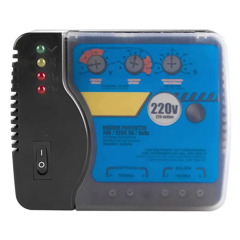 Protector De Voltaje Para Neveras, Refrigeradores Y Aires Acondicionados Con Indicadores LED Y Bornes De Conexión 220V Aires Acondicionados Hasta 36,000 BTU TU403