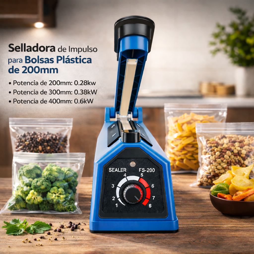Selladora de Impulso para Bolsas Plástica de 200mm PFS-200
