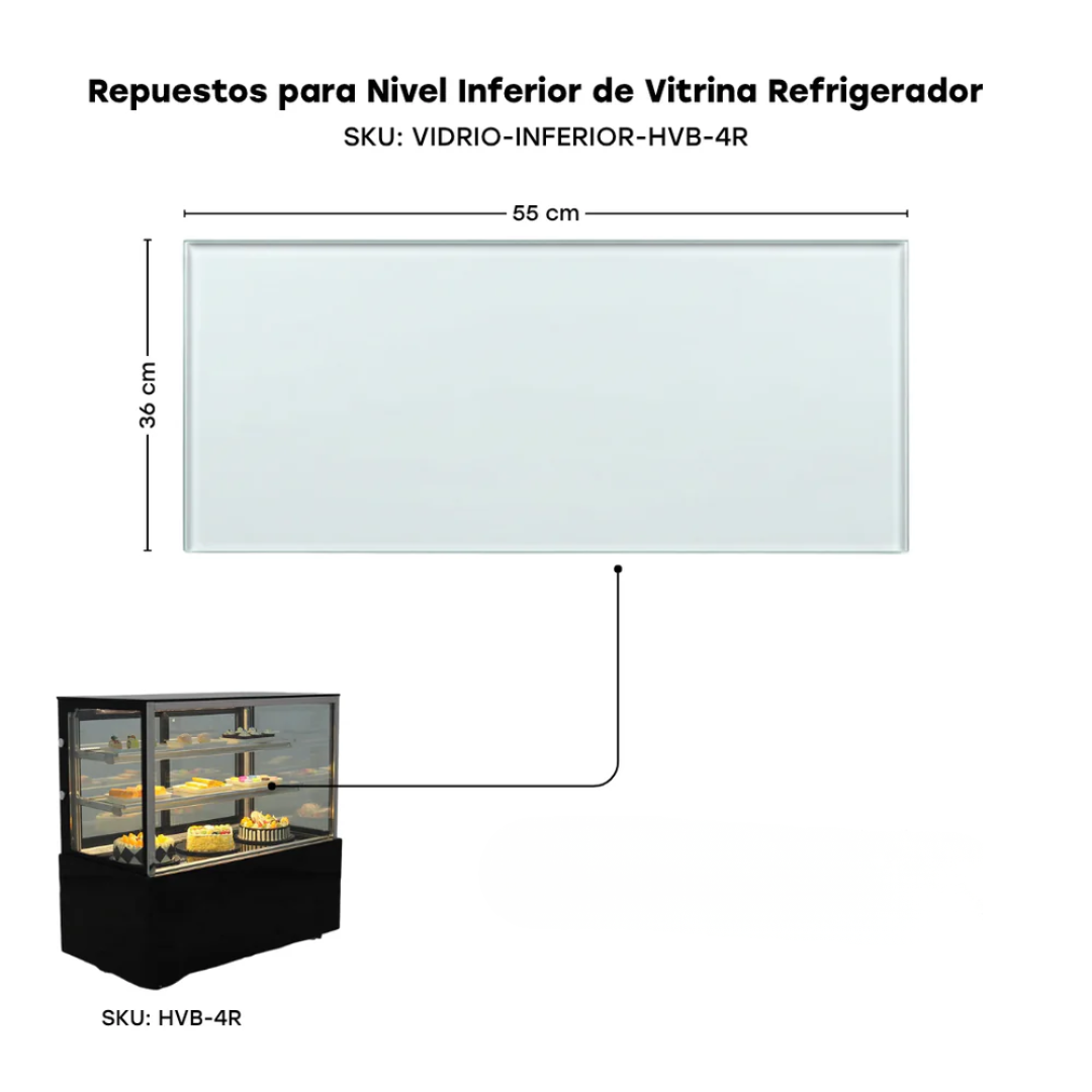 Repuestos para Vitrina Refrigeradora Negro para Dulce 120cm/150cm/180cm HVB-4R HVB-5R HVB-6R Pasteles. Pastel.