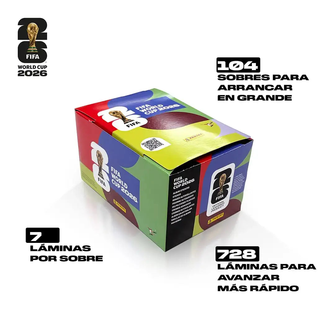 Caja Display Panini Sobre de Stickers 104 Sobres de 7und Mundial Fifa Wolrd Cup 2026 DISPLAY/CJA