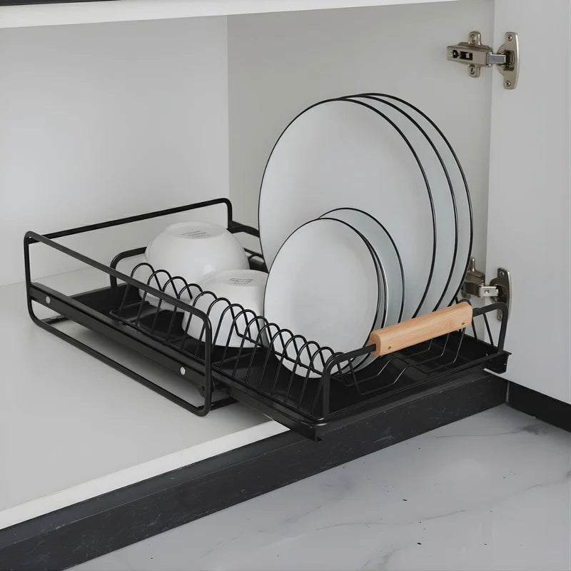 Organizador Escurridor De Platos Deslizable Para Muebles Gabinetes De Cocina. Color Negro 41X28.5X13cm Hierro. Acabado Duradero. Organizador De Vajillas UN-A066