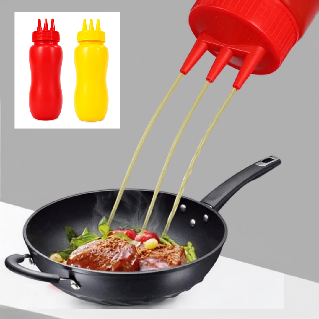 Set 2 Botellas Envases de Salsa 20x6cm FSK11291 Ketchup. Mayonesa. Mostaza.
