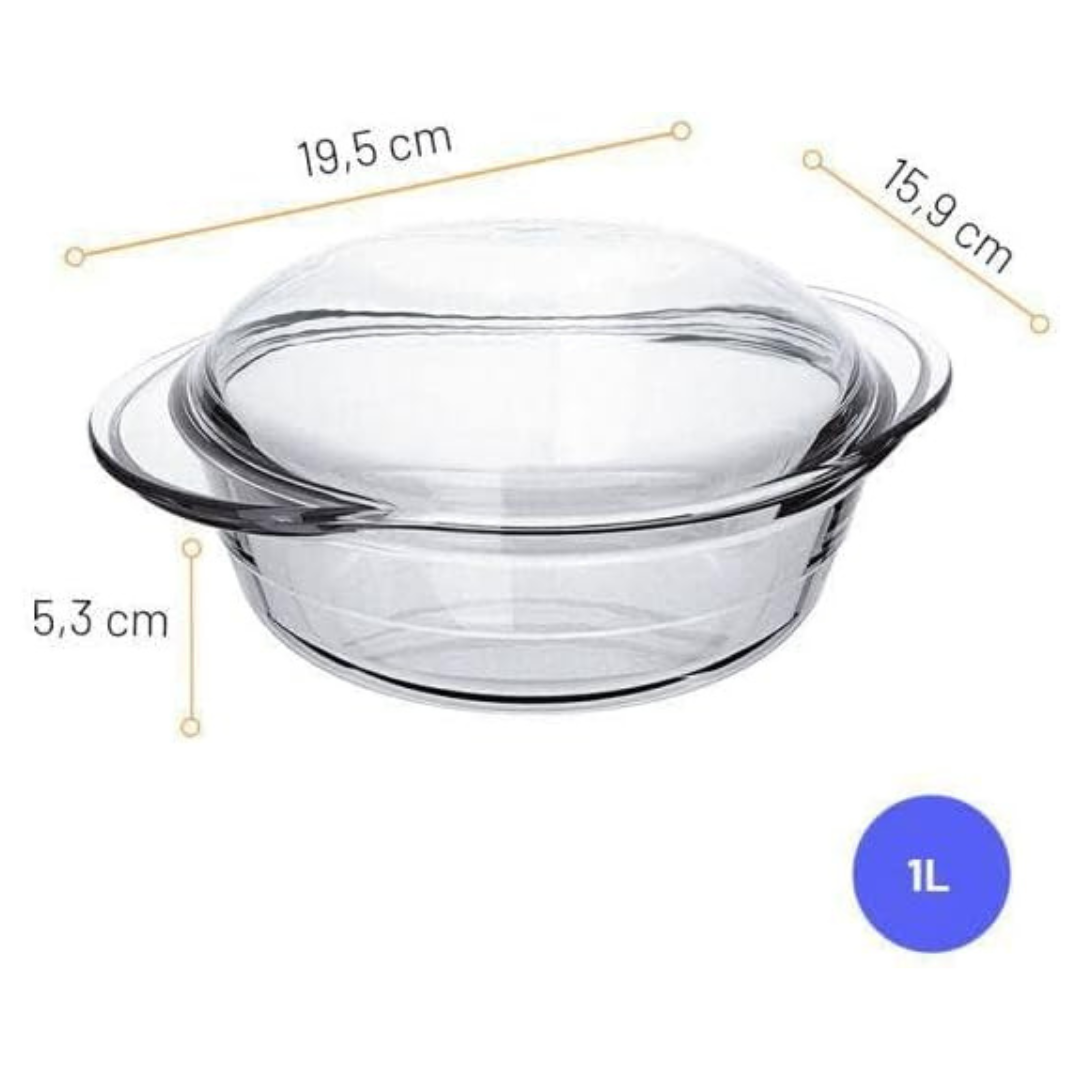 Cacerola Redonda con Tapa de Vidrio 1.0L Marinex GD16455715N