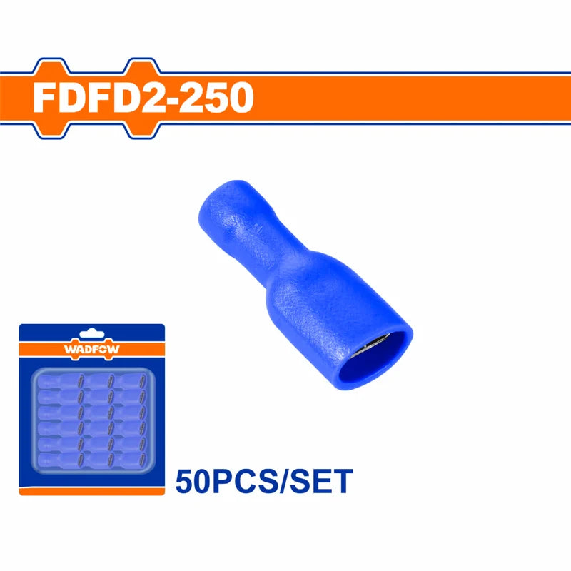 Terminales Conectores Para Cables Eléctricos FDFD2-250 Set 50 Pzas Color Azul Crimpado Eléctrico. WTTHK22