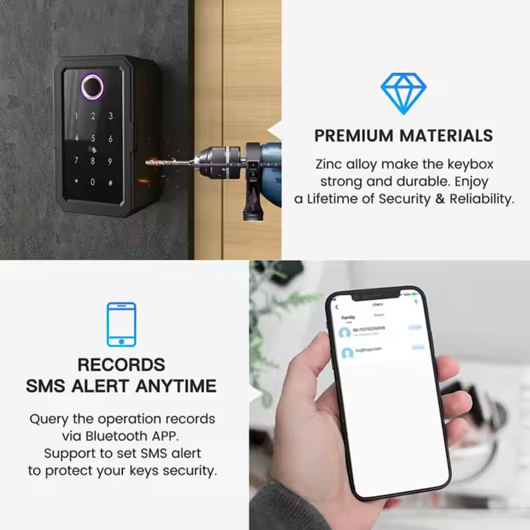 Caja de Seguridad Inteligente para Llaves Resistente al Agua Funciona con Tuya Smart K3F