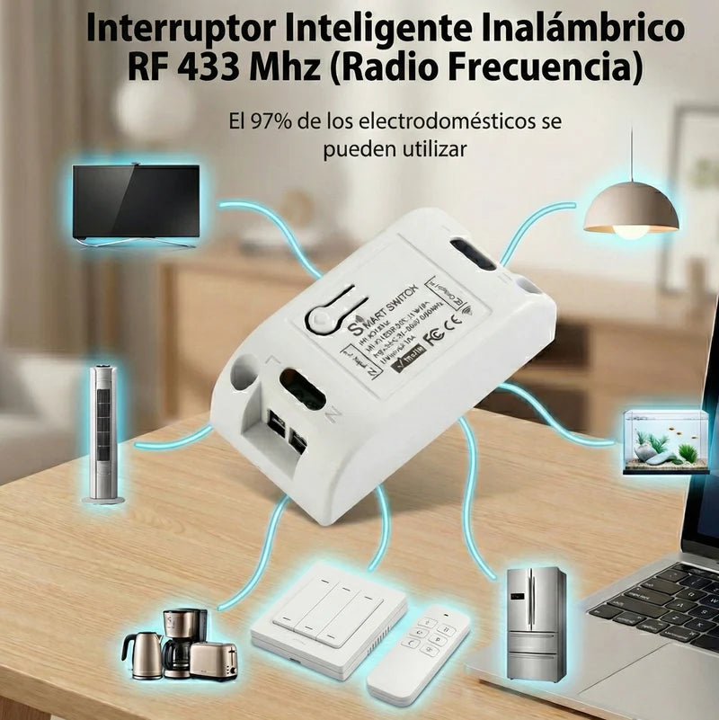 Interruptor Inteligente Inalámbrico RF 433 Mhz (Radio Frecuencia) Universal Control Remoto De Iluminación Y Aparatos Eléctricos 90-250 V  ELT0389