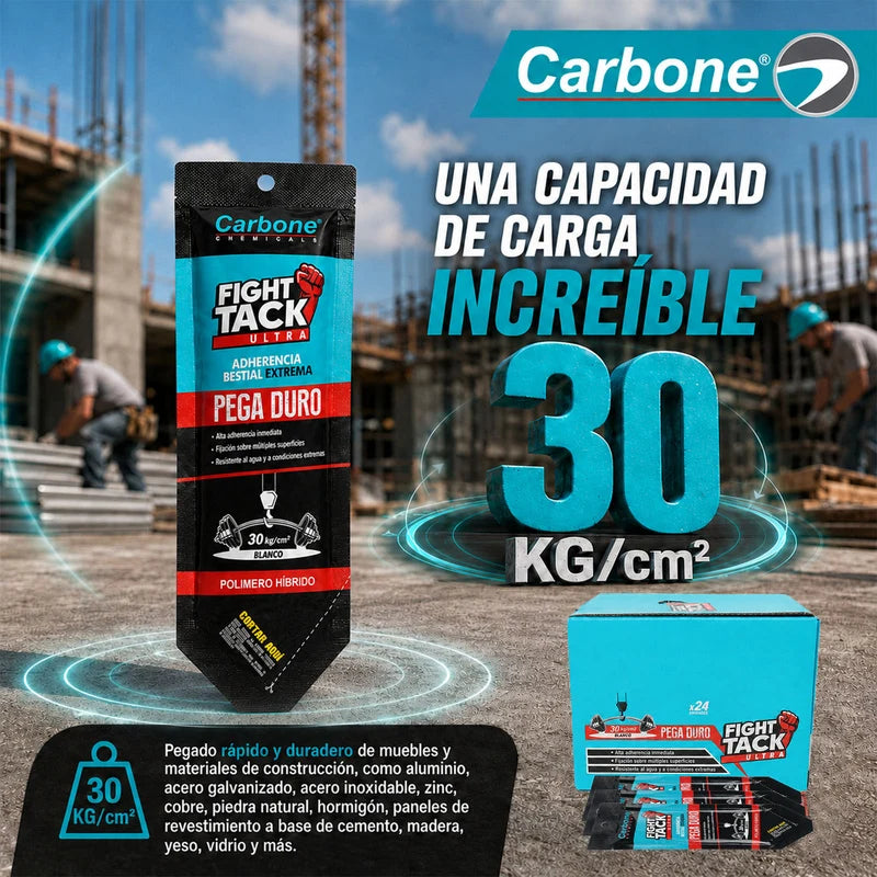 High Tack Carbone Fight Ultra Blanco, Agarre Inicial Inmediato 30Kg/Cm², Alta Viscosidad 30G Sobre HG-T7