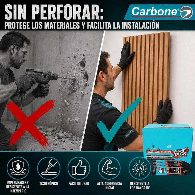 High Tack Carbone Fight Ultra Blanco, Agarre Inicial Inmediato 30Kg/Cm², Alta Viscosidad 30G Sobre HG-T7