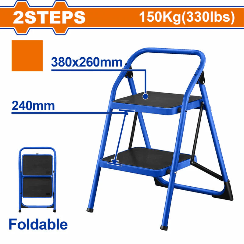 Escalera Antideslizante 2 Peldaños Carga Máxima 150Kg Acero Altura Entre Peldaños 240Mm Escalera Banco WLD1A02