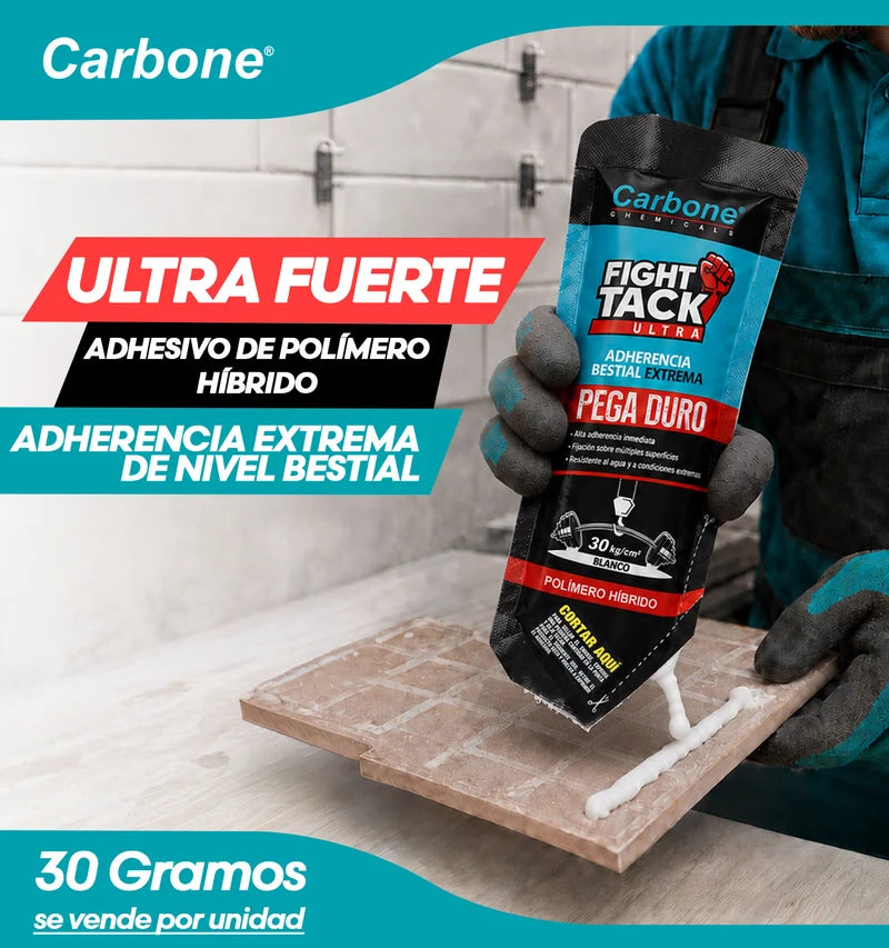 High Tack Carbone Fight Ultra Blanco, Agarre Inicial Inmediato 30Kg/Cm², Alta Viscosidad 30G Sobre HG-T7
