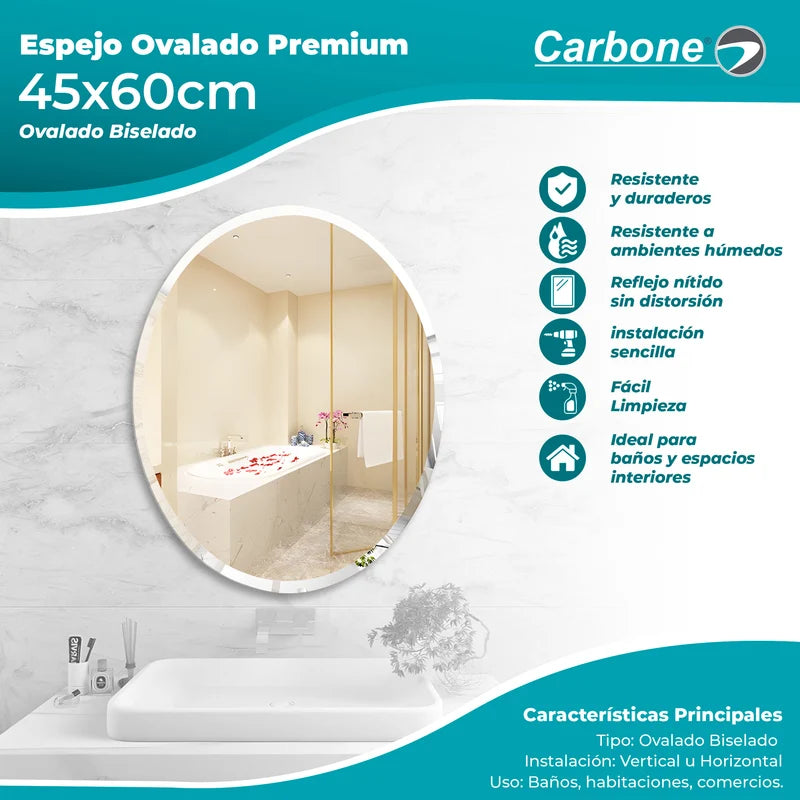 Espejo Ovalado Biselado 45 Cm X 60 Cm GMIRROR27