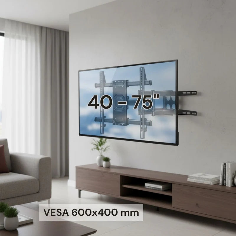 Soporte De TV De Pared Ajustable Para Pantallas 40-75” Con Ajuste De Inclinación +5° A -15° Y VESA 600X400 Mm. TU109