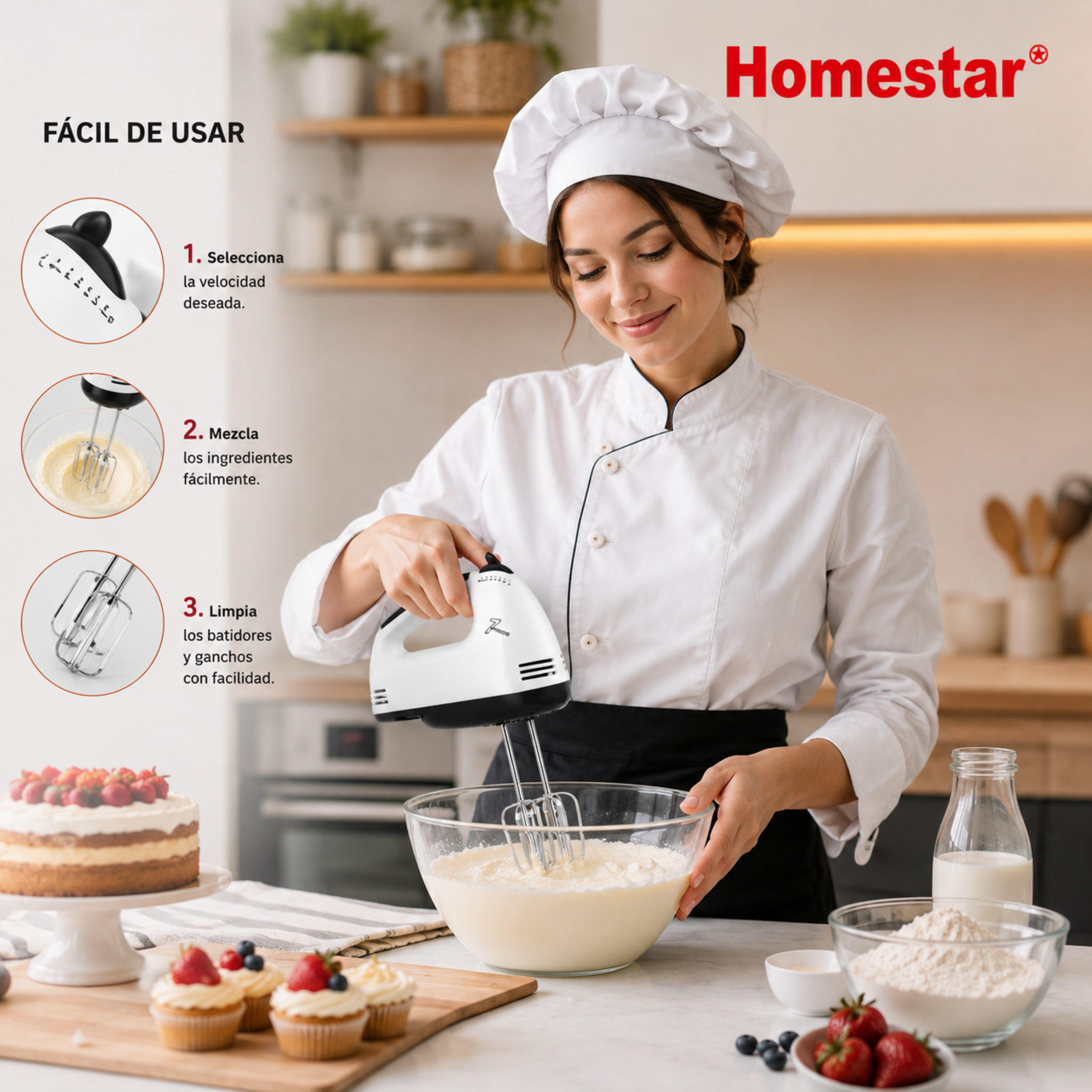 Batidora de Mano Eléctrica Homestar HM-610