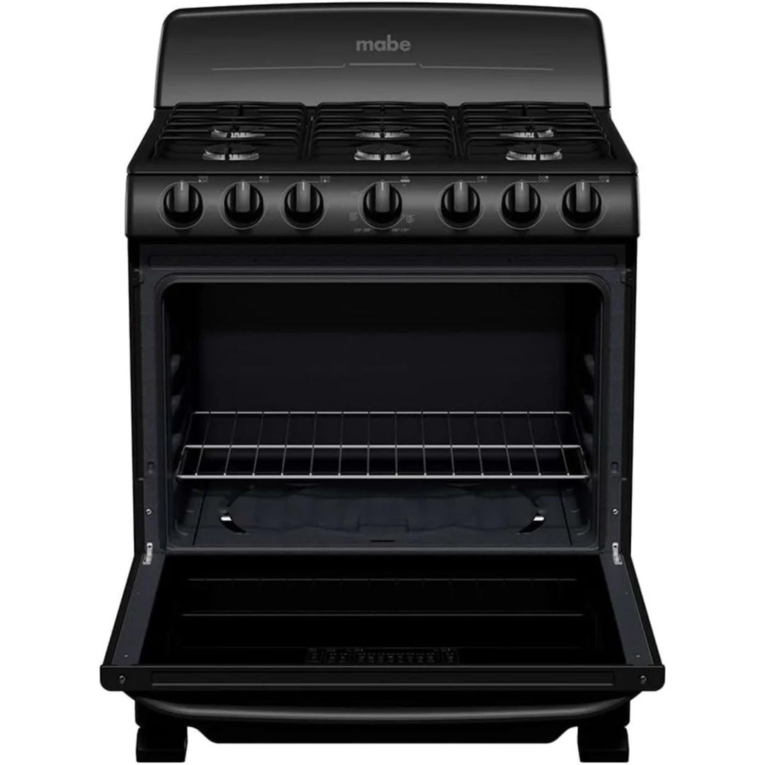 Estufa con Horno 30" 6 Quemadores a Gas Negro Mabe EM7620BAPN2