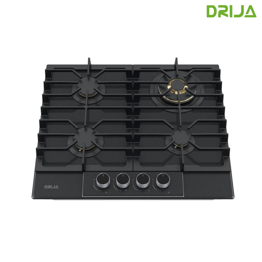 Estufa Empotrable 4 Quemadores a Gas Vidrio Templado Italia 60 24" Drija