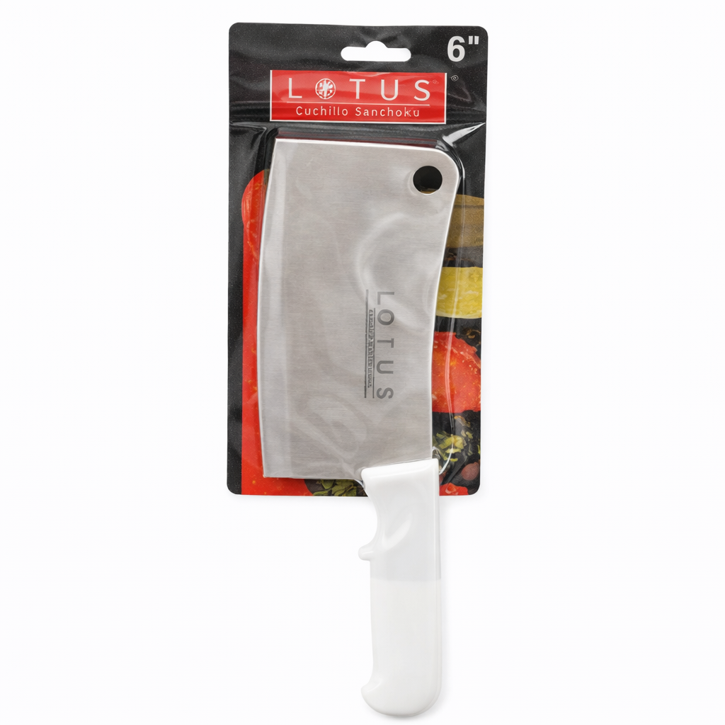 (LLEGANDO 26 DE FEB) Cuchillo Tipo Hacha en Acero Inoxidable Mango de Plástico 6" Lotus WX-4794