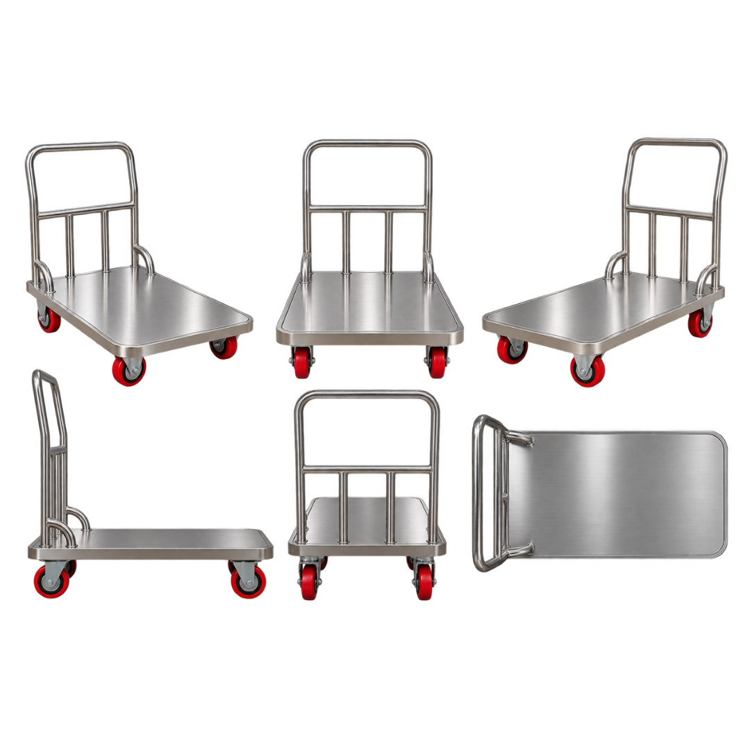 Carretilla de Plataforma de Acero Inoxidable para Carga 200–250 kg 60 x 90 cm CARR-PLAT
