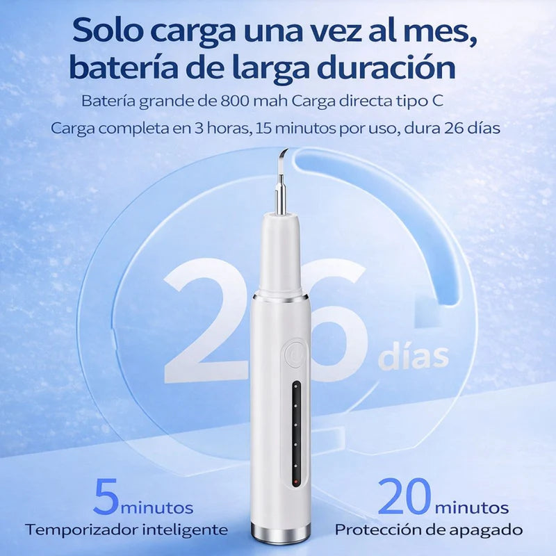 Limpiador Dental Ultrasónico Eléctrico Recargable Con Pantalla LED. Removedor Bucal De Sarro Y Placa Con 5 Modos De Limpieza, Impermeable IPX6 (Incluye 6 Cabezales) LT590