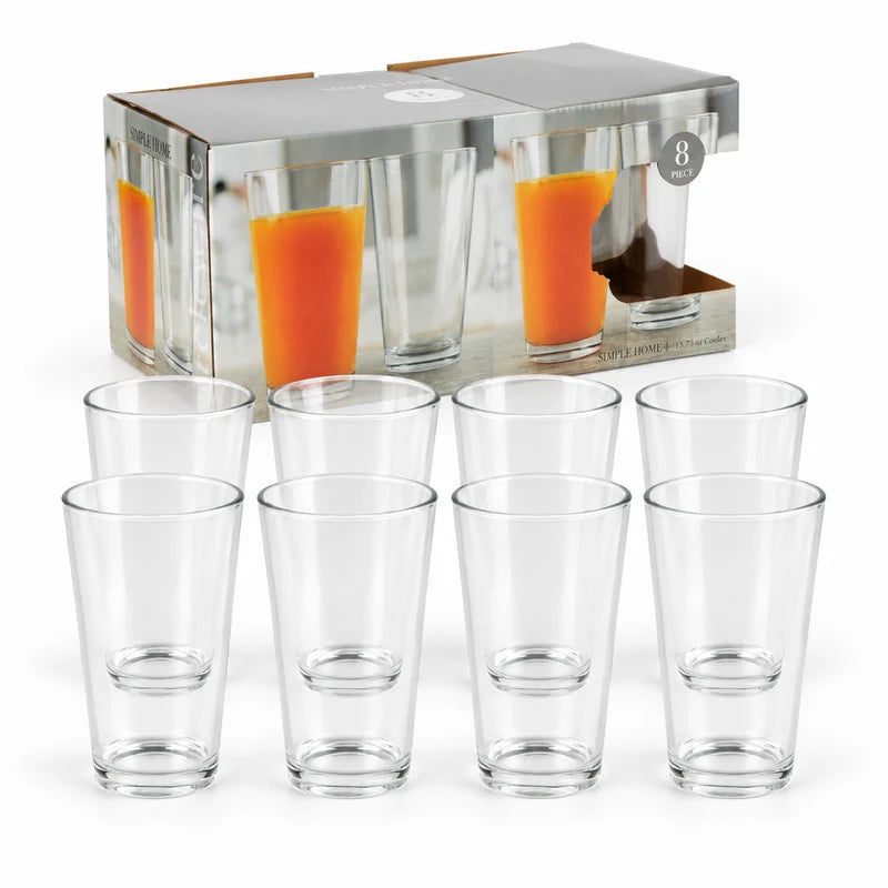 Vasos Altos De Vidrio Transparentes De 15.75Oz (460Ml) Para Bebidas Agua Cocteles (Set De 8) TSUV-40215