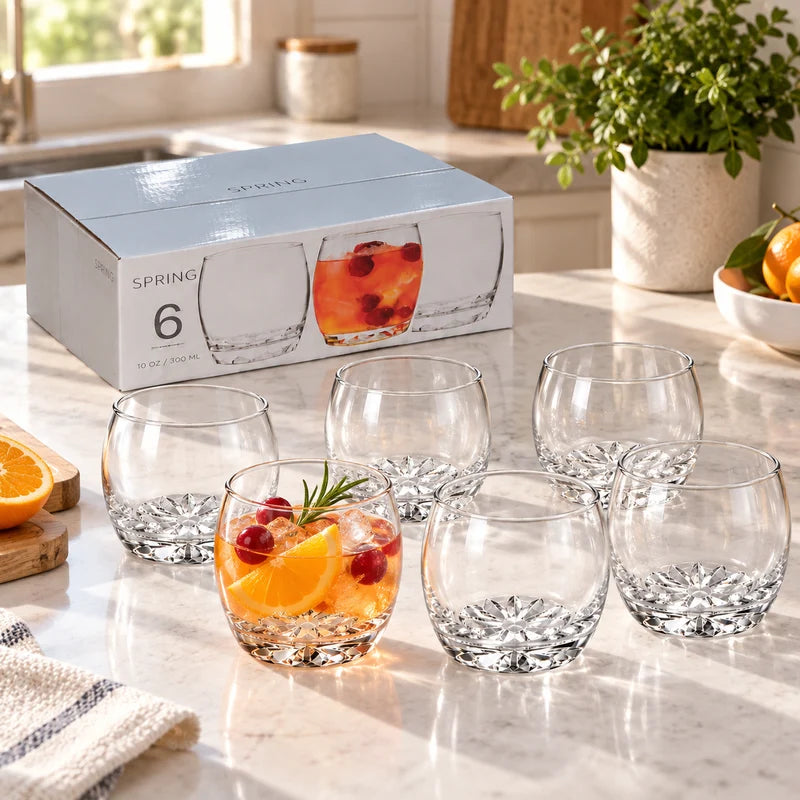 Vasos Transparentes De Vidrio 10 Oz (300Ml) Para Agua Bebidas Whisky Y Cocteles (Set De 6) TSUV-43731