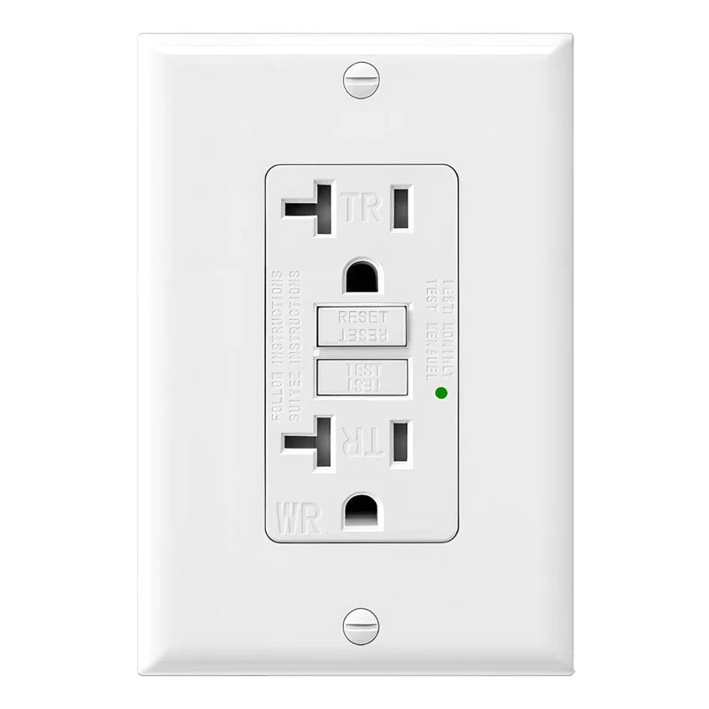 Tomacorriente Doble GFCI 20A 125V A Prueba De Agua Y Sobrecargas. Enchufe Eléctrico De Seguridad Con Reset Y Test. TU224