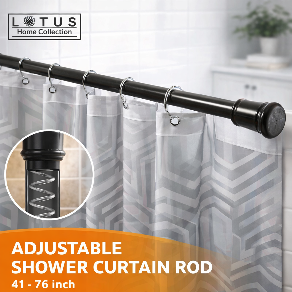 (LLEGANDO 27 DE MARZO) Cortinero de Metal para Baños Negro 41"-76" Lotus TSR-09 Cortina. Cornisa.