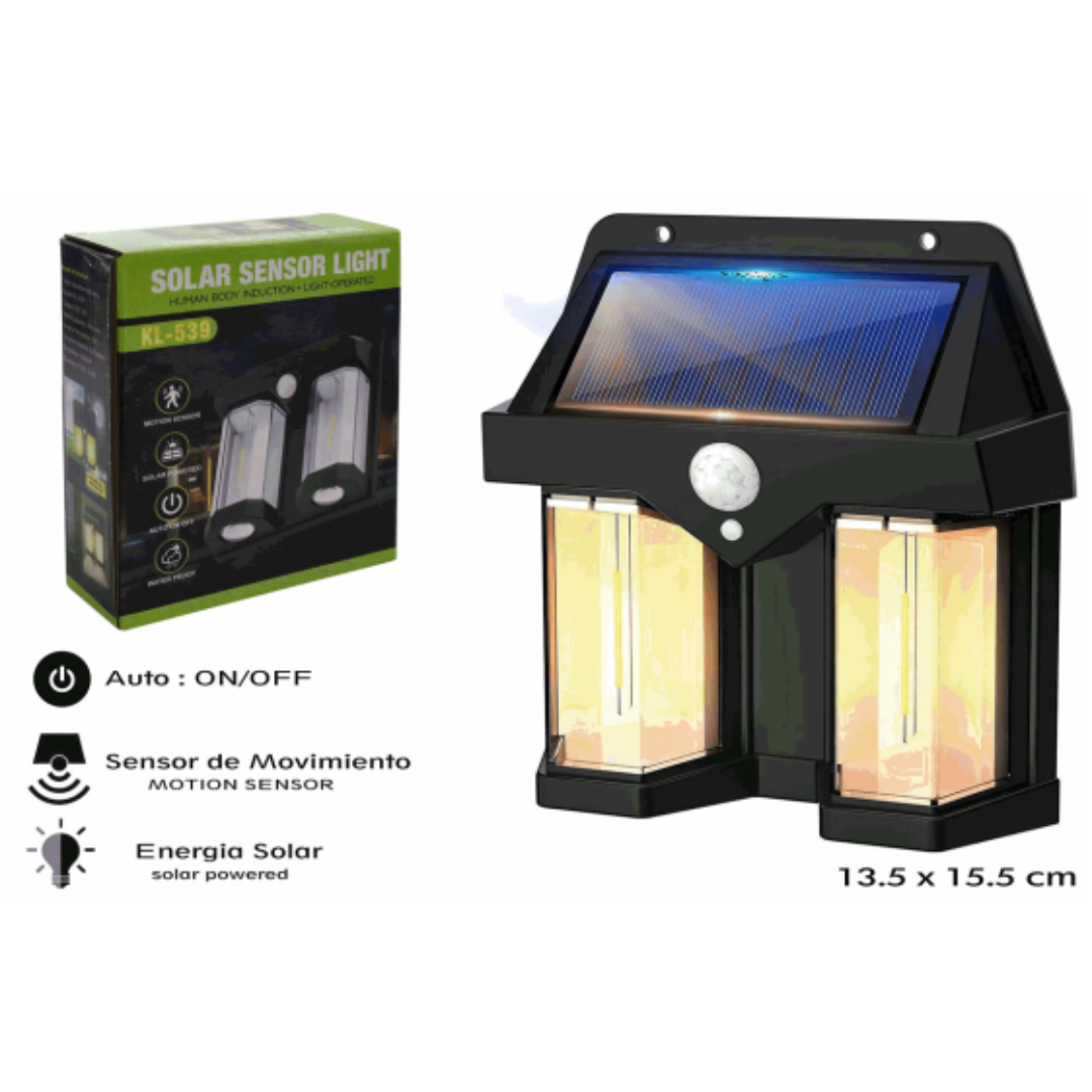 Lampara de Pared para Exterior 2 LED con Panel Solar 88366
