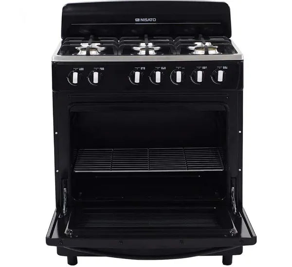 Estufa con Horno 30" 6 Quemadores a Gas Negro Nisato NE-7630RNPHFMS (D)