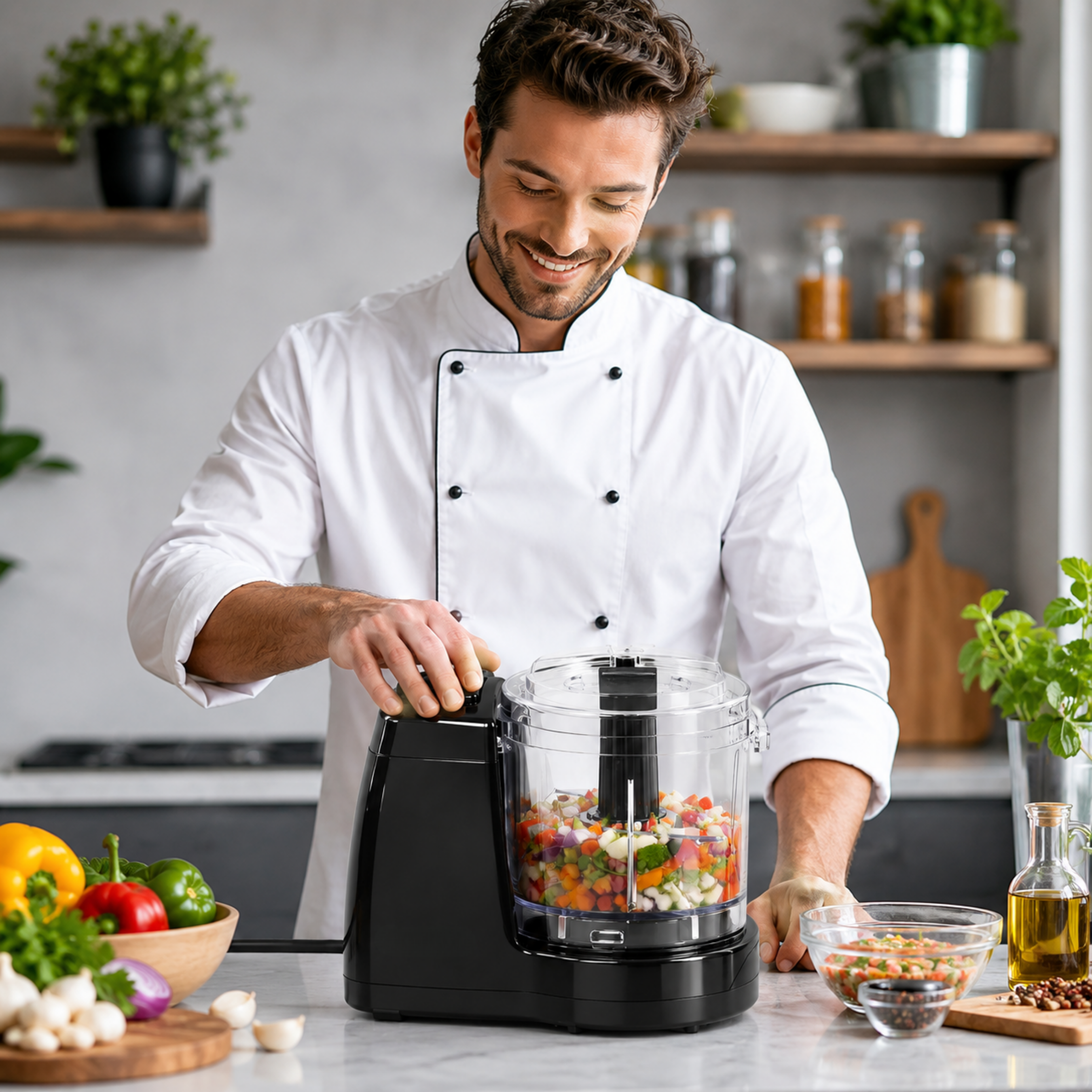 Mini Procesador de Alimento Eléctrico 120W HS-99F Picatodo.