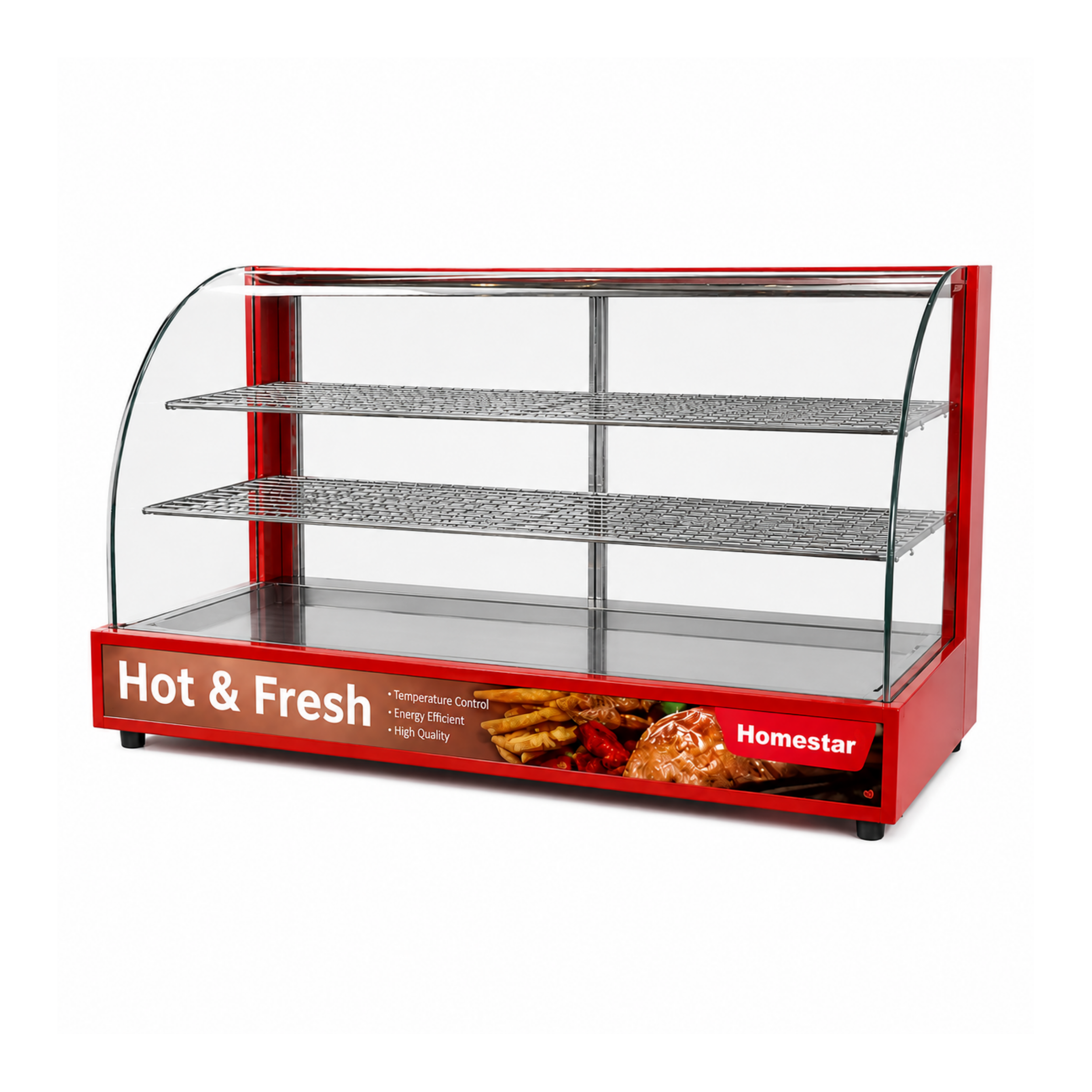 Vitrina Calentador de Alimentos de 4 Bandejas Rojo 1.2kw HS-CFW-1200