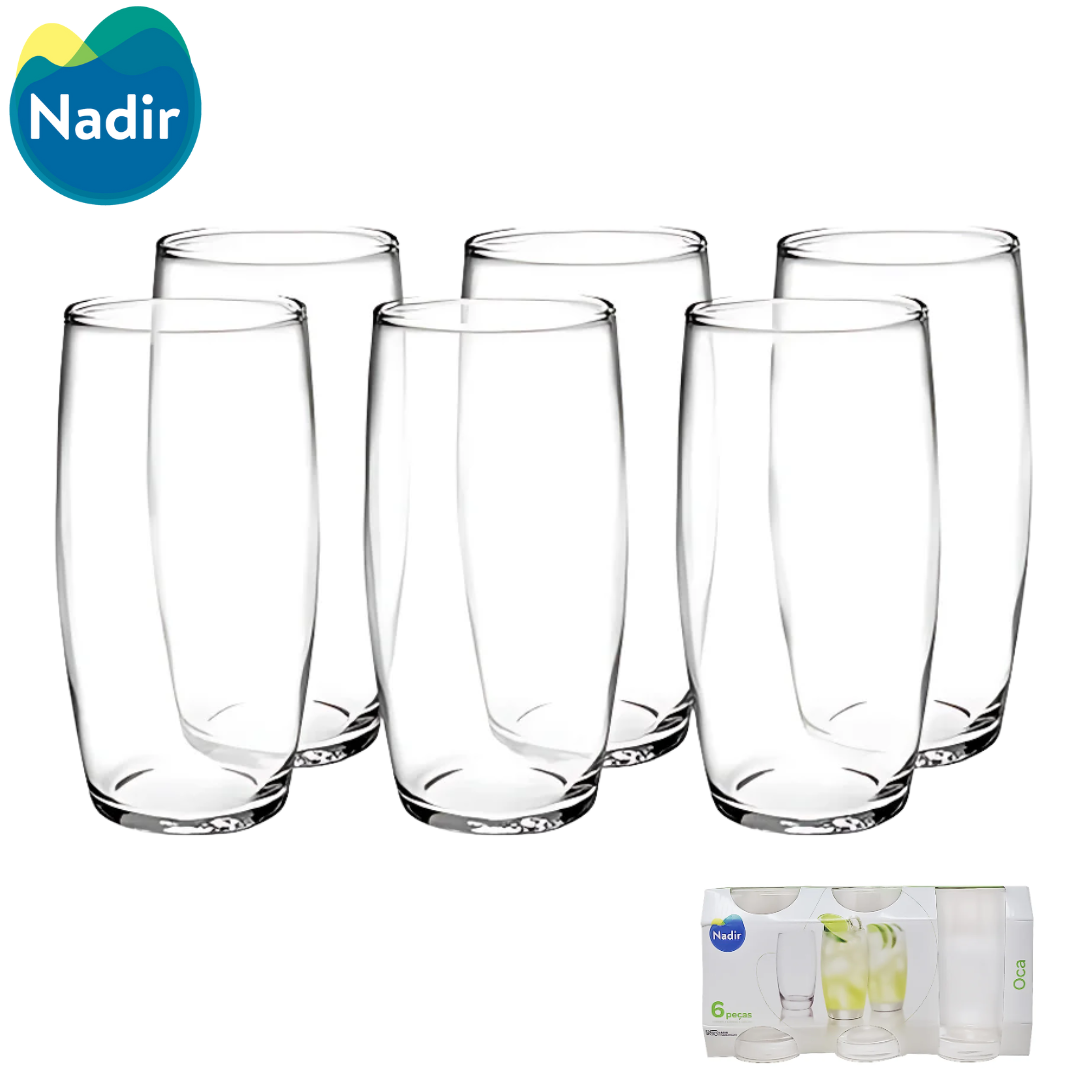 Set 6 Vasos de Vidrio Oca 400ml/13oz Nadir 76290200771876